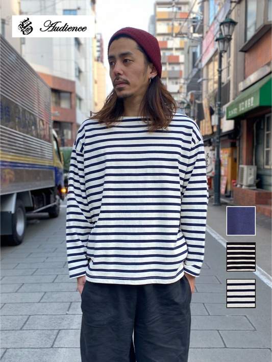 Basque10オンス(バスク天竺)フレンチボーダー ボートネック BOX Tee