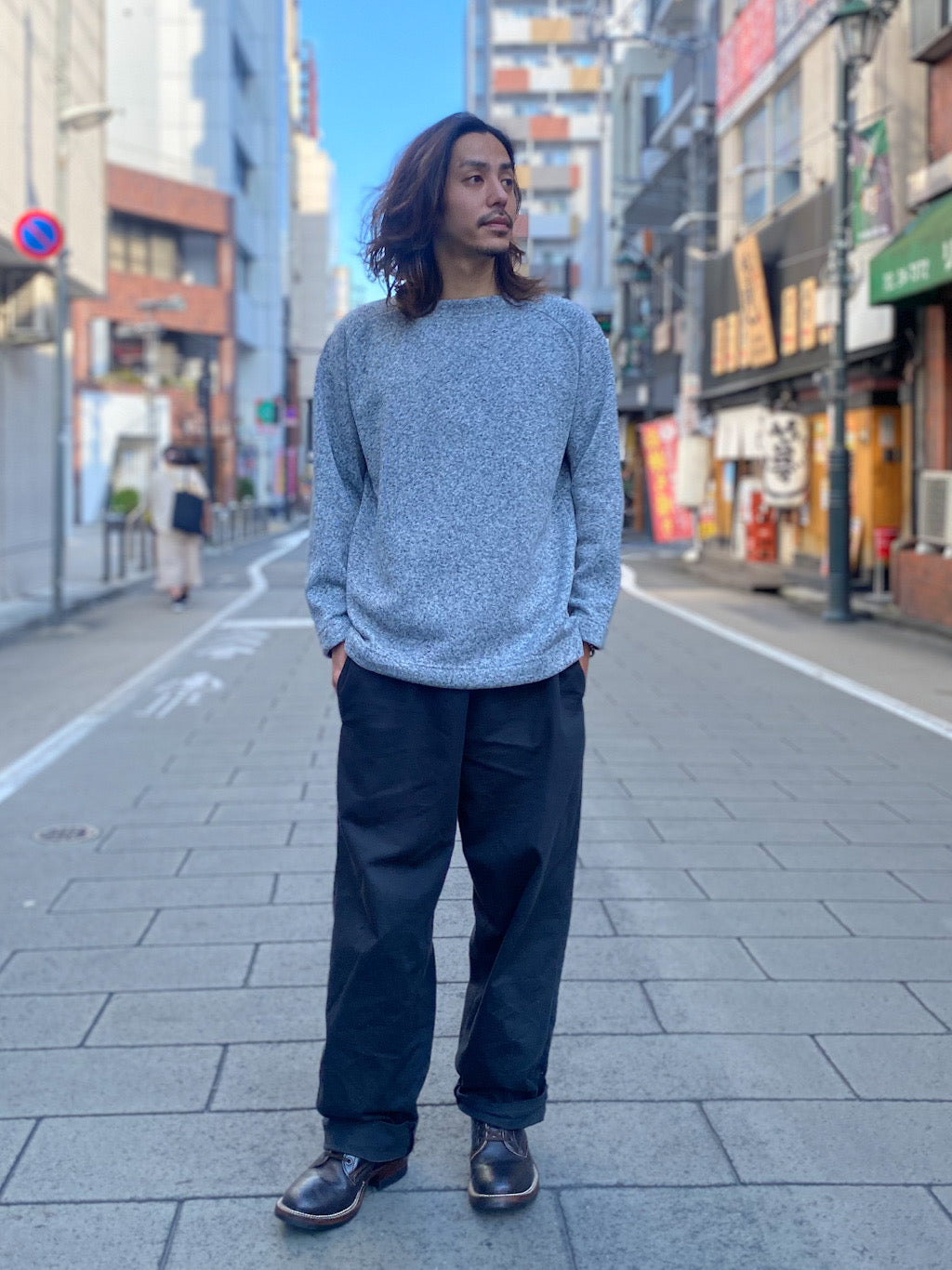 セーターフリースメランジ ボトルネック