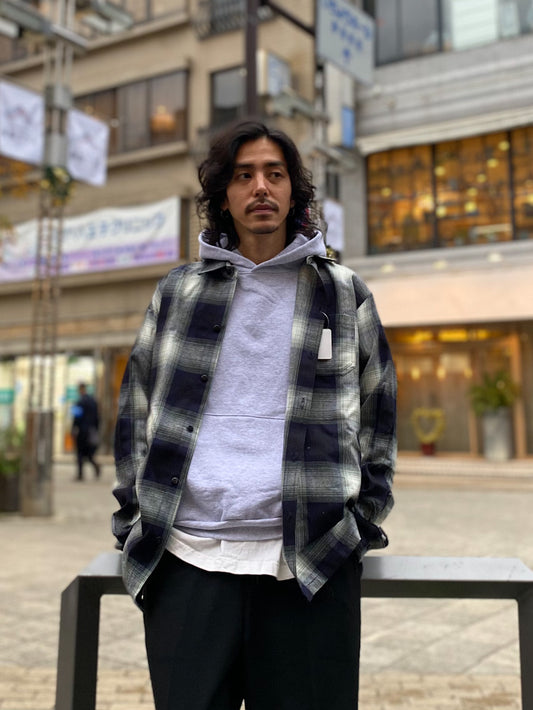 オンブレチェックロングスリーブシャツ