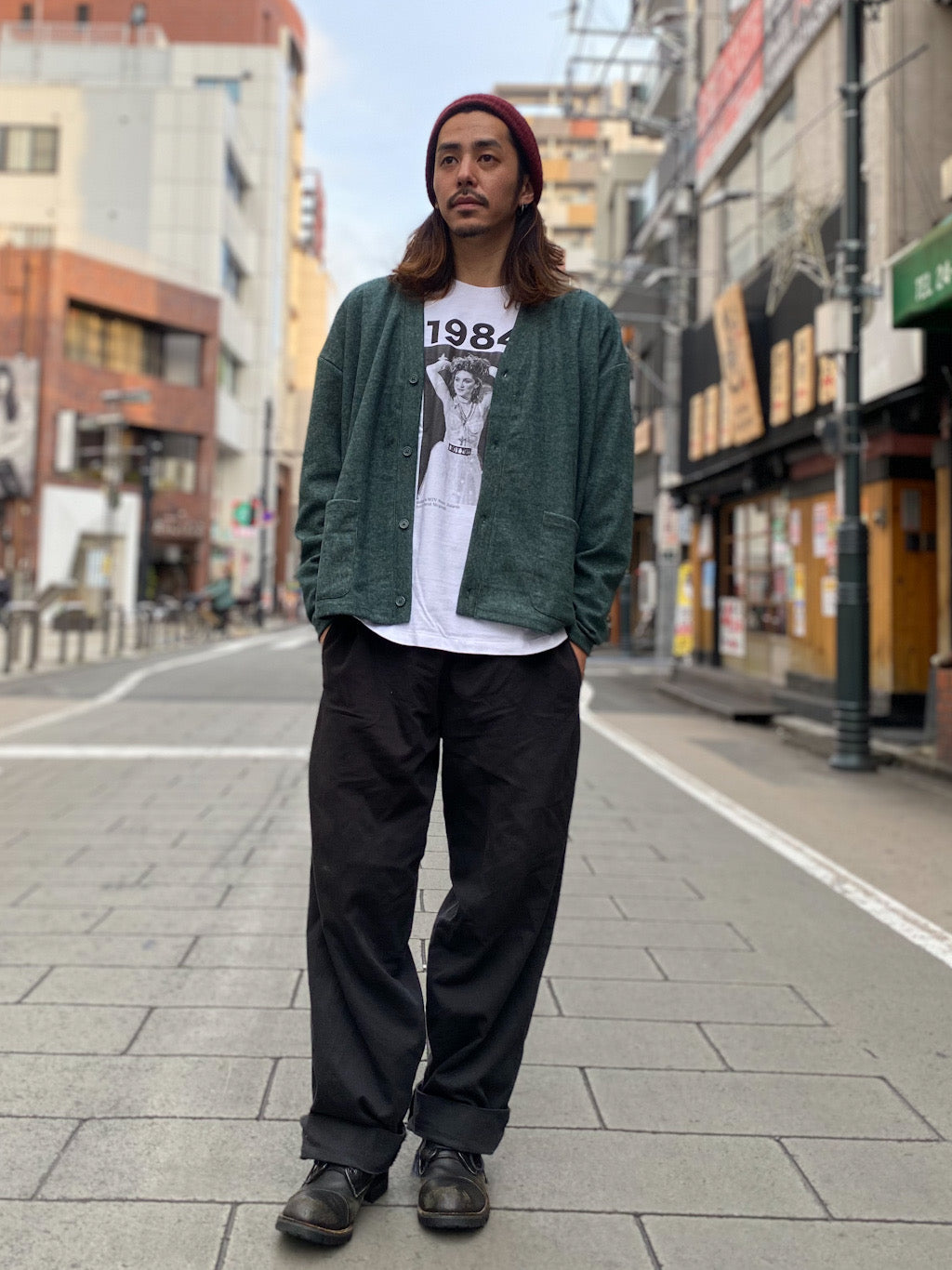 モヘアタッチカーディガン