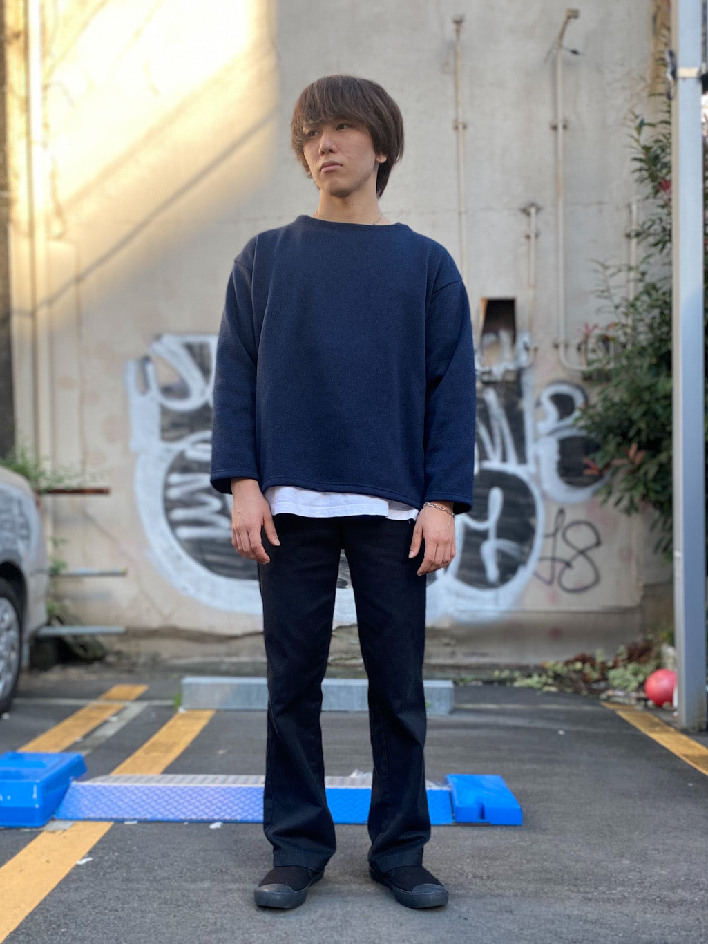 セーターフリース レイヤード ボクシー ボー トネック