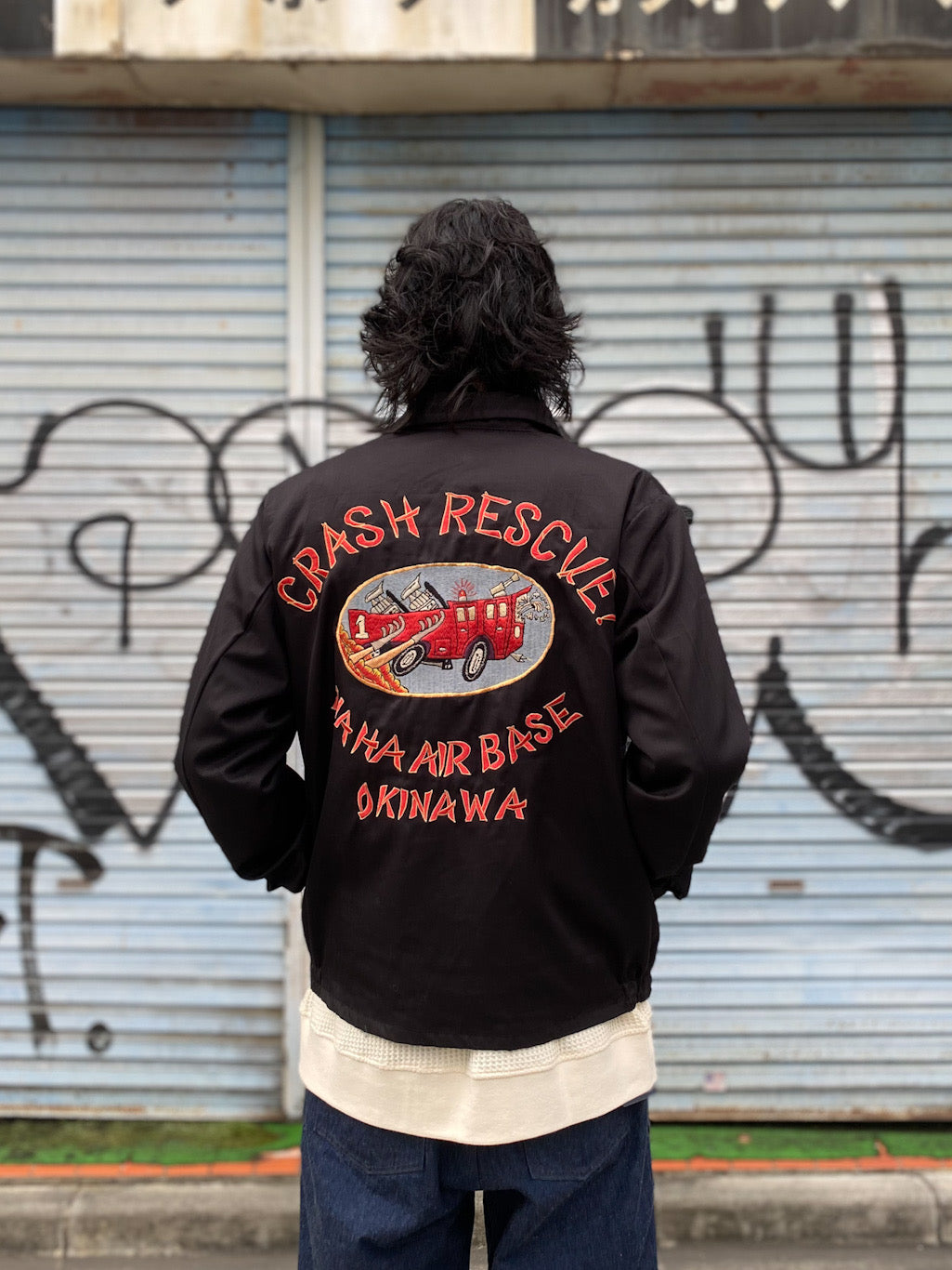 Late 1950s Style Cotton Okinawa Jumper “CRASH RESCUE ? NAHA AIRBASE OKINAWA”