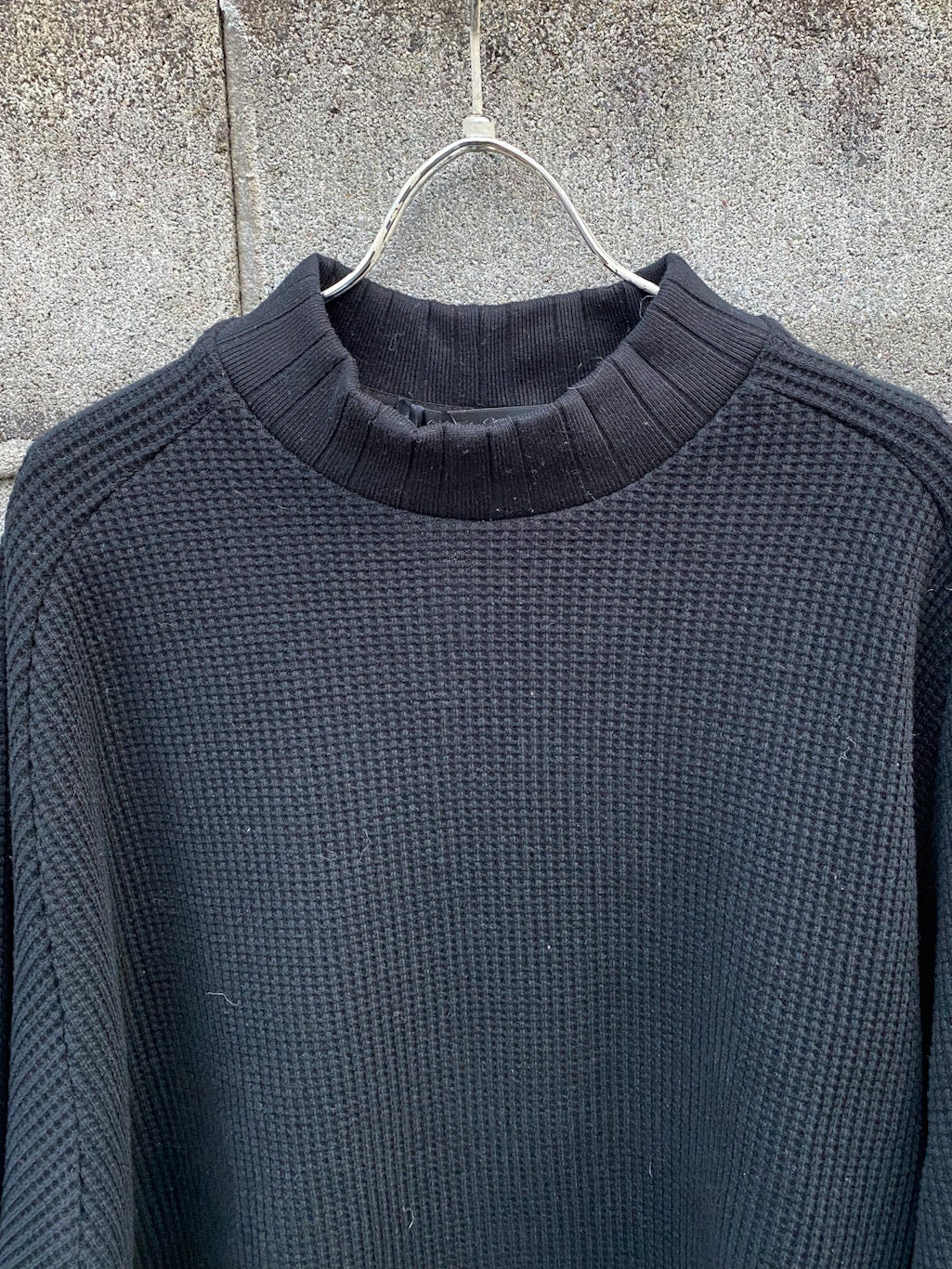 ビッグワッフル サドルショルダー モックネック XL ニットソー
