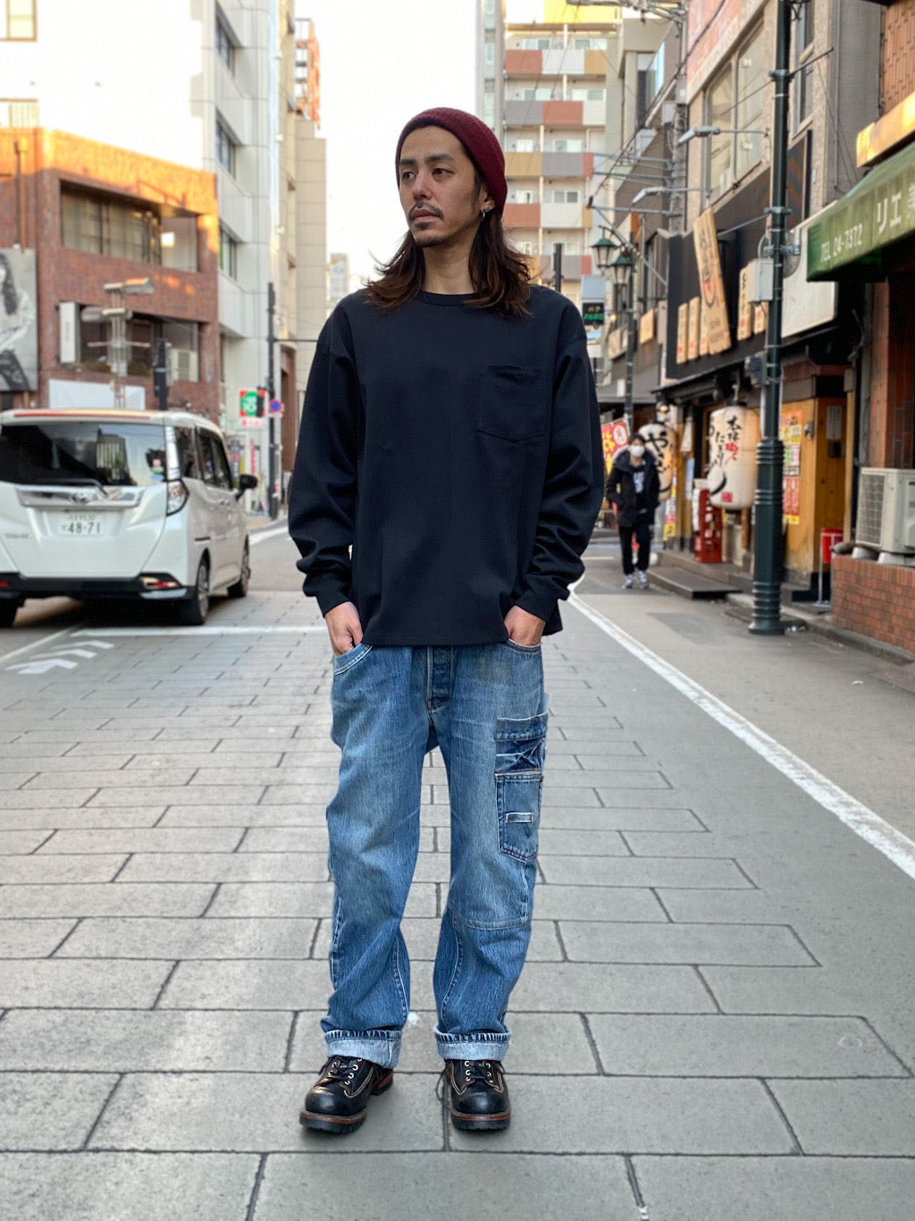 ボンディングリバーシブルポケ付きロングスリーブT