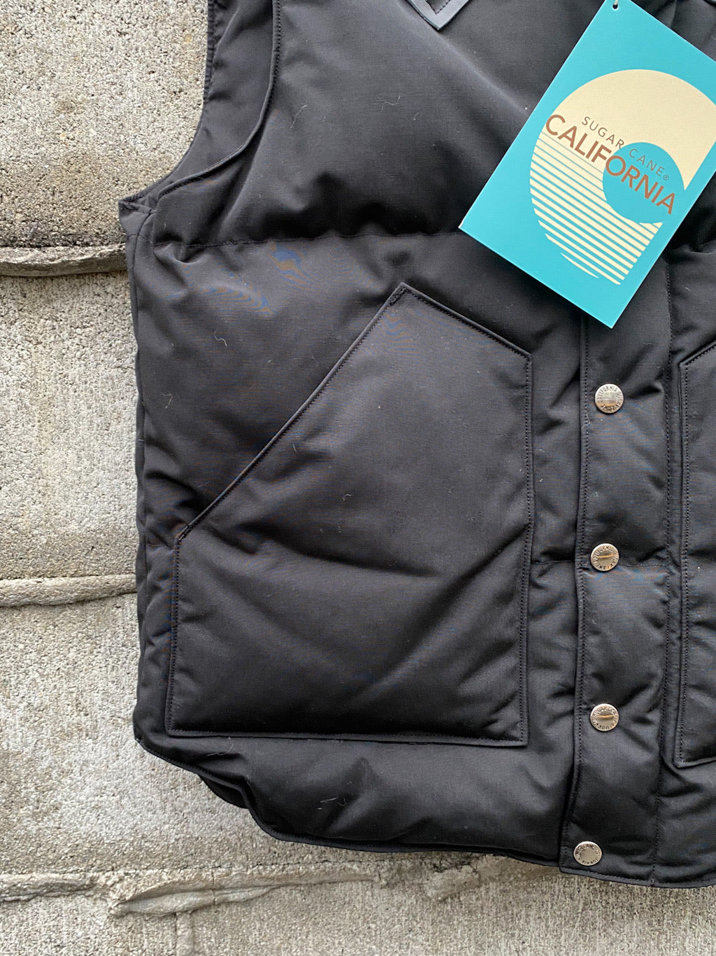 LEATHER YOKE T/C DOWN VEST