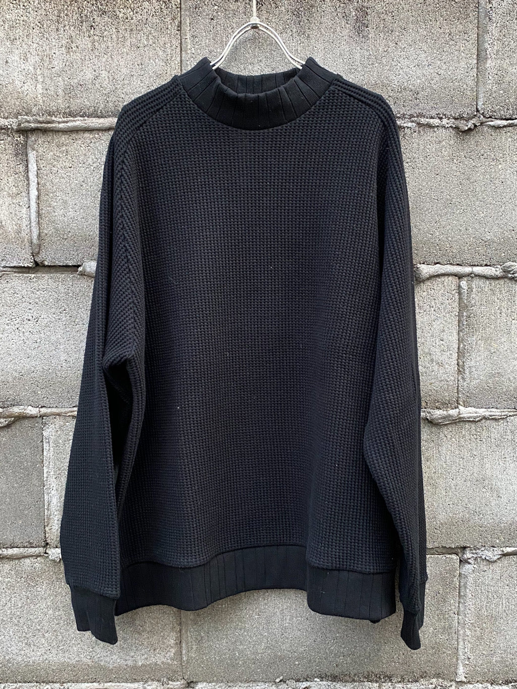 ビッグワッフル サドルショルダー モックネック XL ニットソー