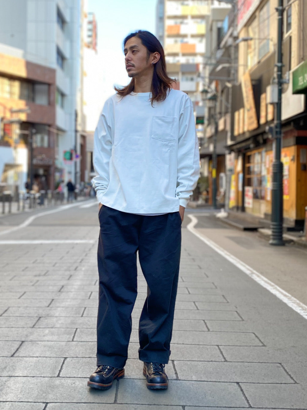 ボンディングリバーシブルポケ付きロングスリーブT