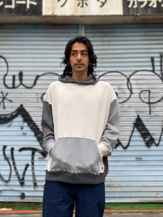 USA cotton crazy pattern wide p/o hoodie