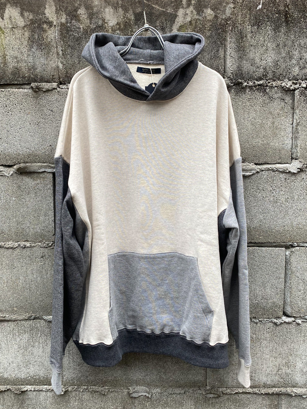 USA cotton crazy pattern wide p/o hoodie