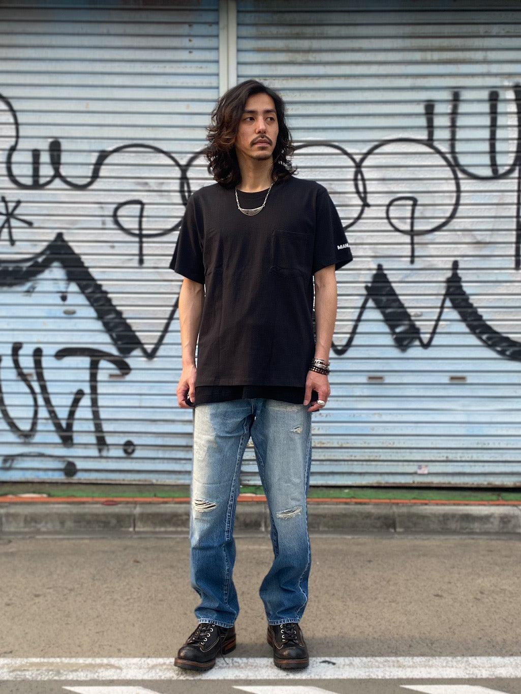 ポケット付きTシャツ MAHALO