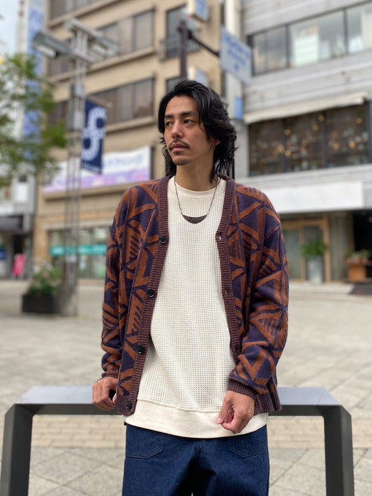 Jacquard knit cardigan