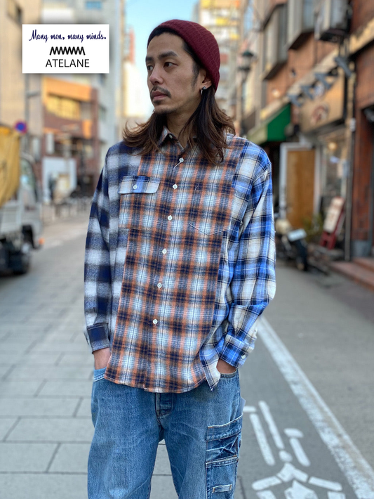 切り替えチェックシャツ