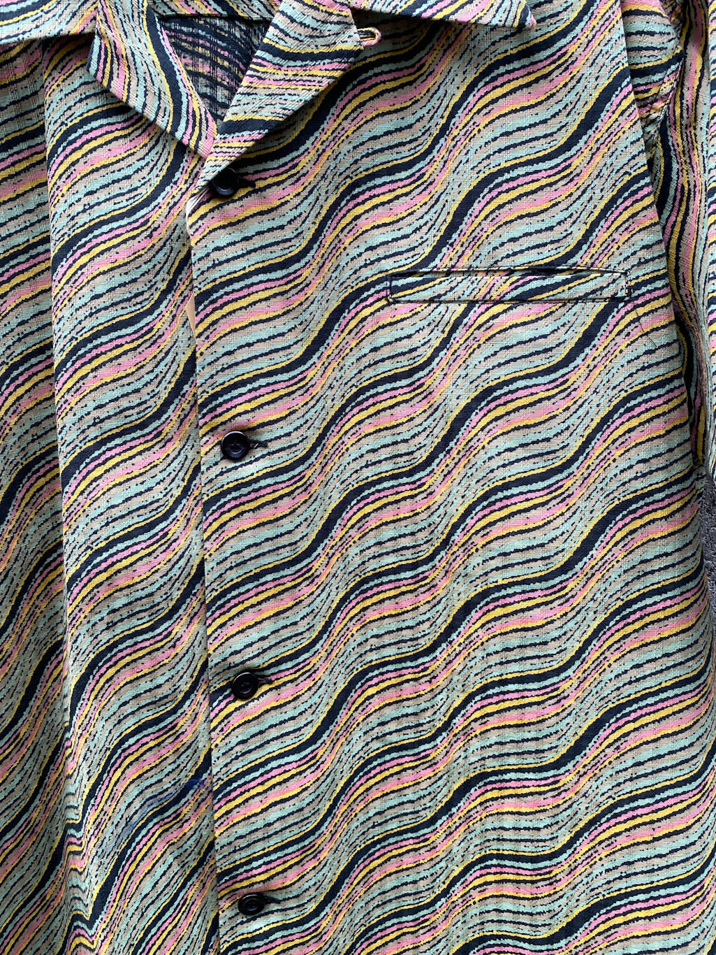 Dobby Cotton Open Shirt “WAVY STRIPES”