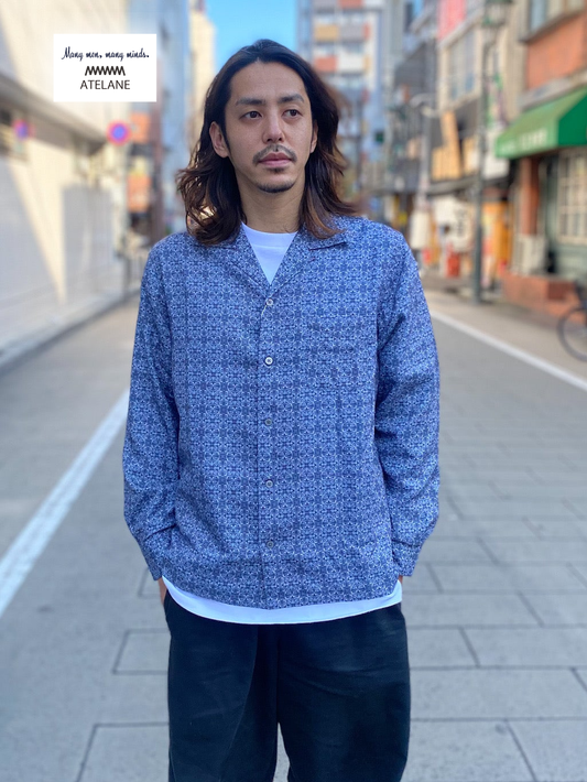 バティック柄オープンカラーシャツ