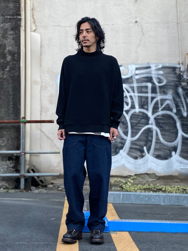 ビッグワッフル サドルショルダー モックネック XL ニットソー