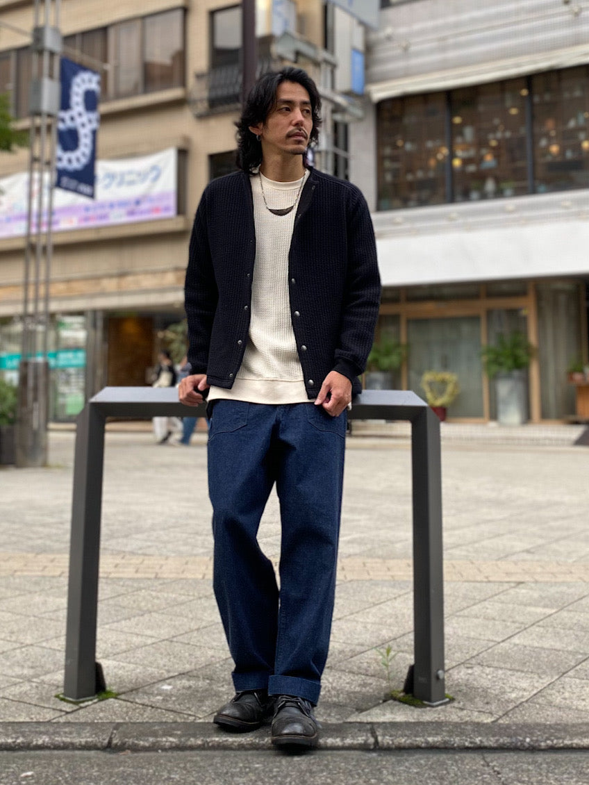 「尾州」ストライプキルト ノーカラー スナップジャケット