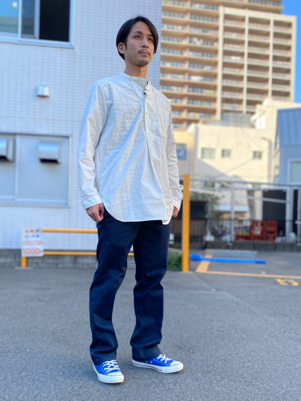 コットンシーチングクロス コックオーバーシャツ