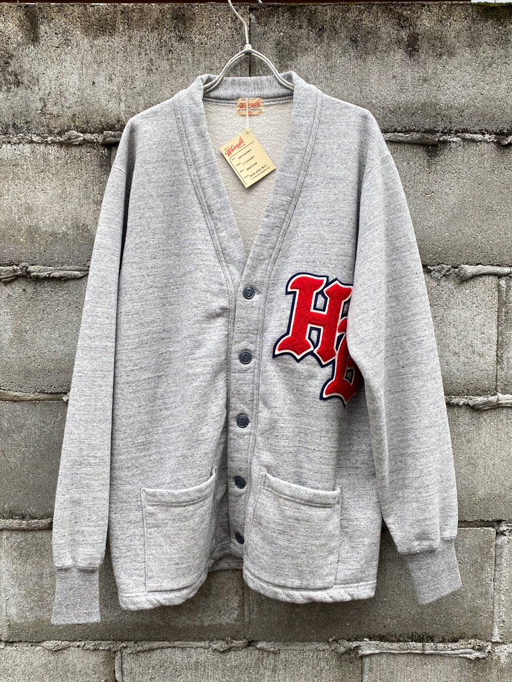 Sweat Button Front Cardigan W/PATCH