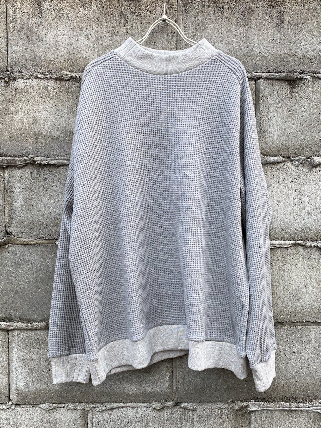 ビッグワッフル サドルショルダー モックネック XL ニットソー