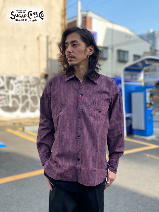 砂糖黍製 5oz. INDIGO STRIPE WORK SHIRT