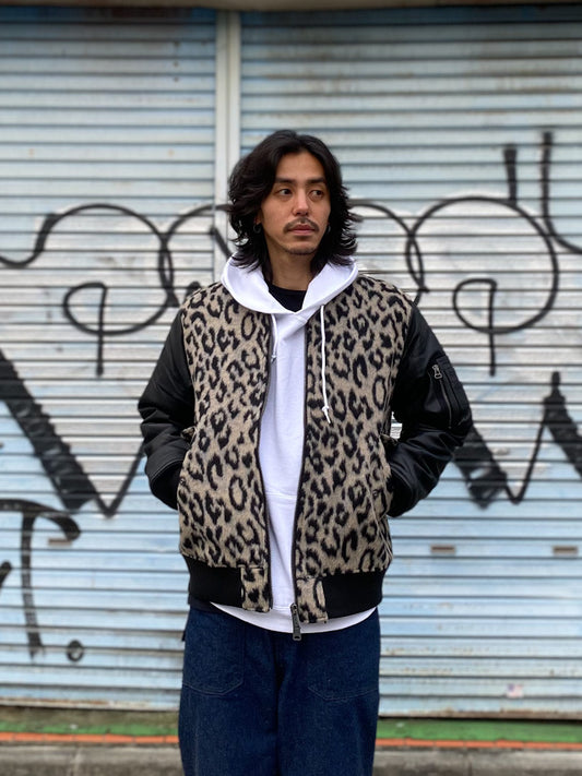 ラムレザー袖切替MA-1ブルゾン