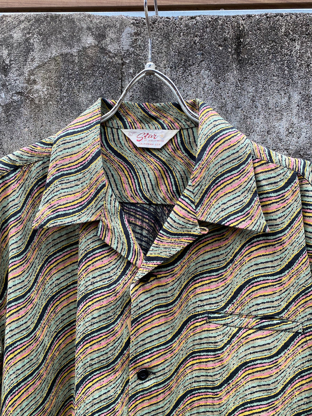 Dobby Cotton Open Shirt “WAVY STRIPES”