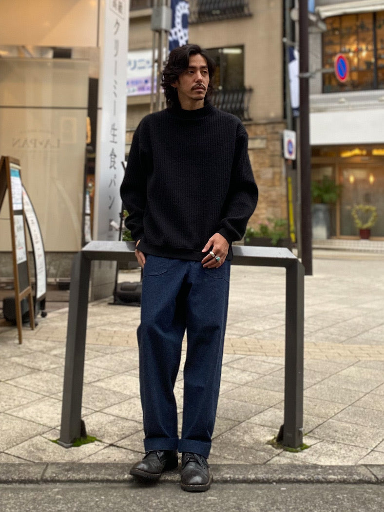 「尾州」コットンキルト モックネック プルオーバー
