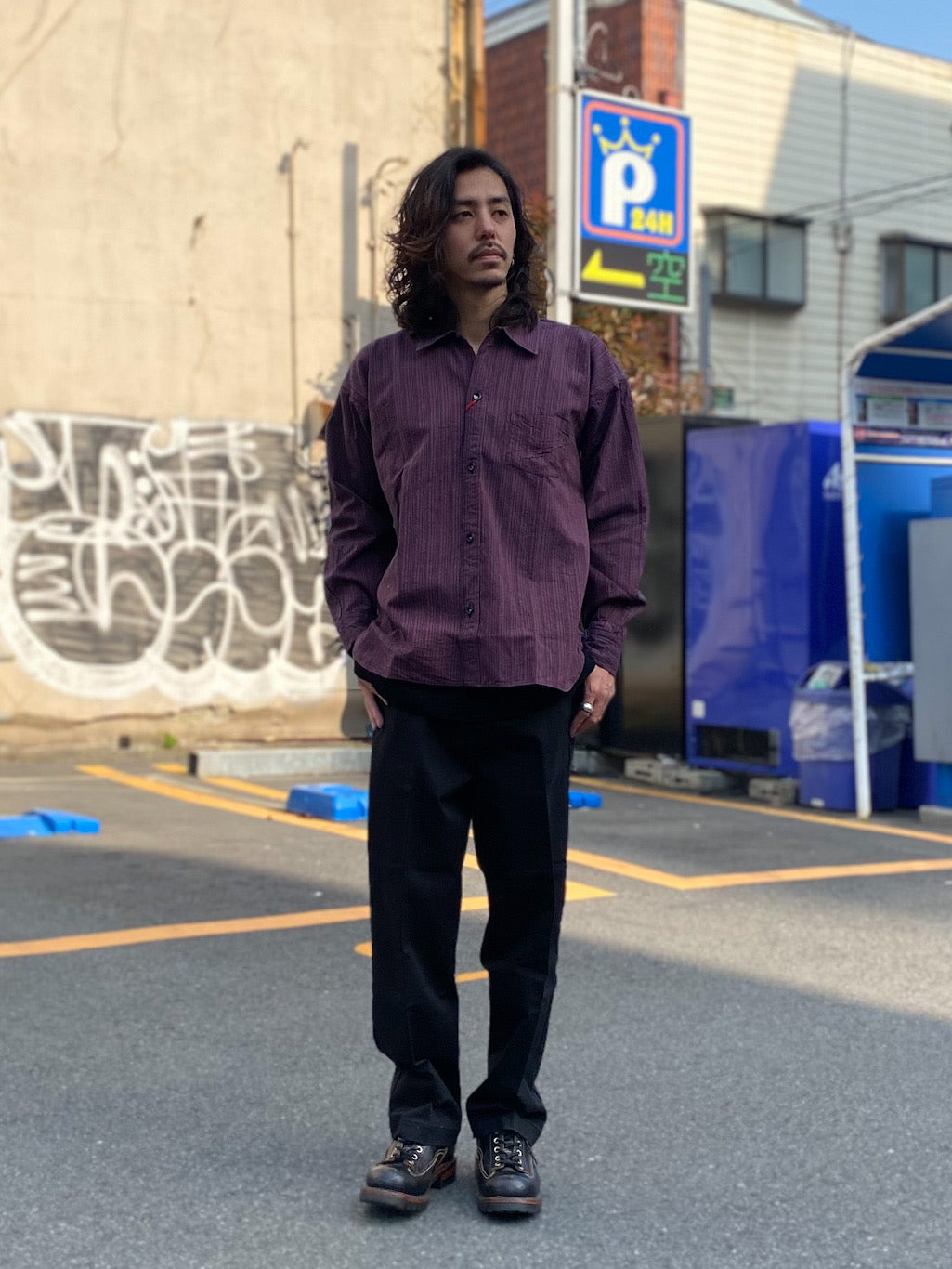 砂糖黍製 5oz. INDIGO STRIPE WORK SHIRT