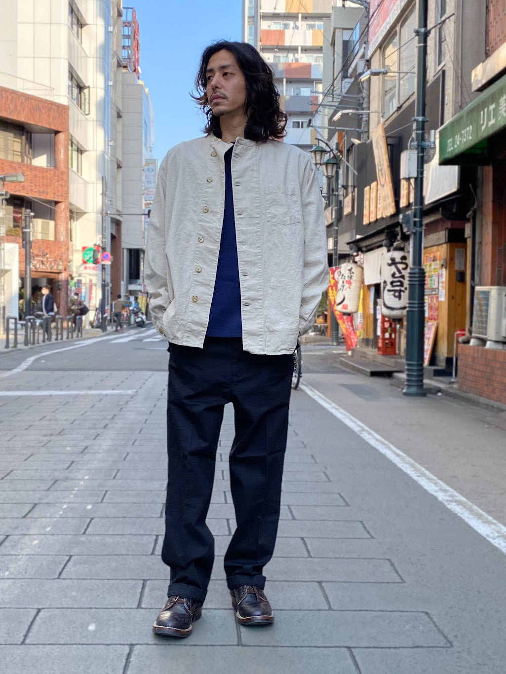 綿麻ビンテージソフトキャンバス ボクシーシェフコート