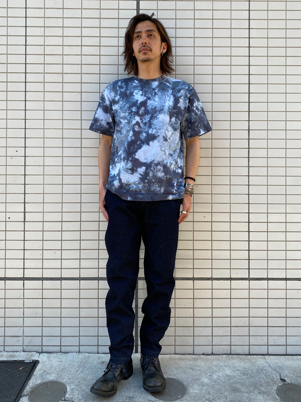 タイダイ染めクルーネックTシャツ Gray