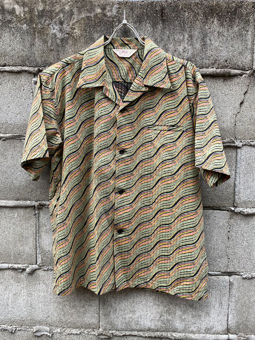 Dobby Cotton Open Shirt “WAVY STRIPES”