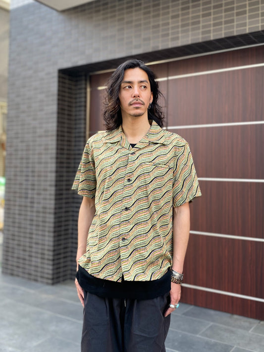Dobby Cotton Open Shirt “WAVY STRIPES”