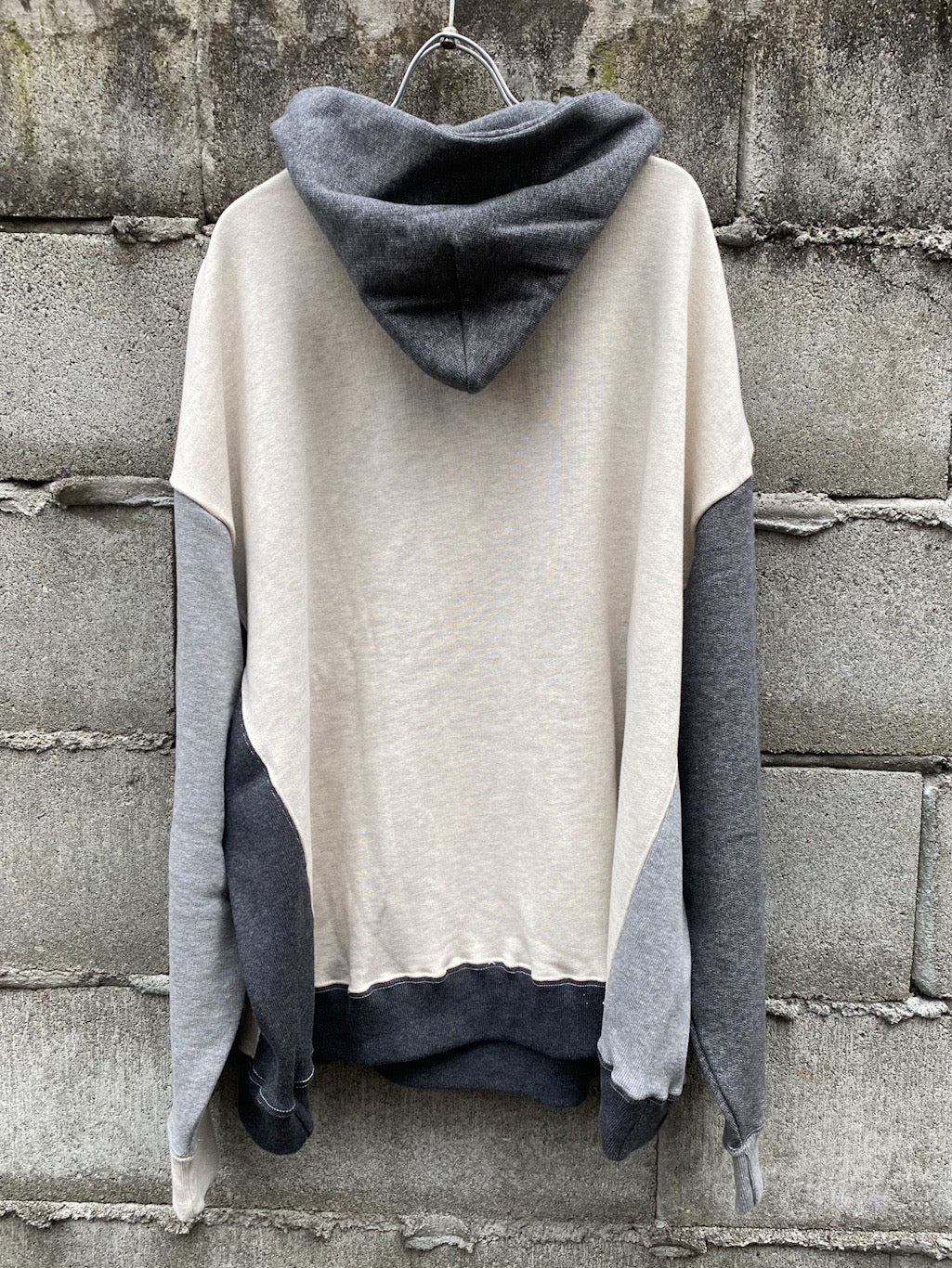 USA cotton crazy pattern wide p/o hoodie