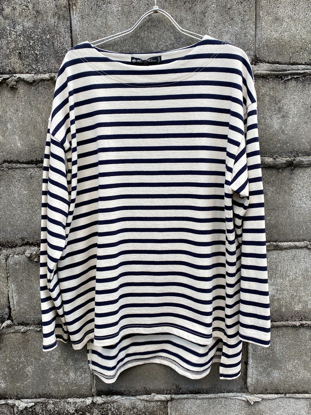 Basque10オンス(バスク天竺)フレンチボーダー ボートネック BOX Tee