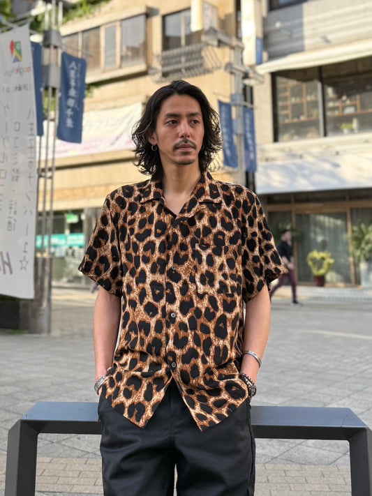 パターンオープンカラーハーフスリーブシャツ