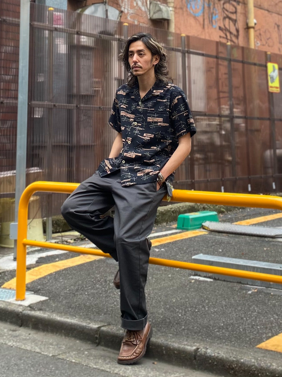 DOBBY COTTON S/S OPEN SHIRT "ATOMIC"