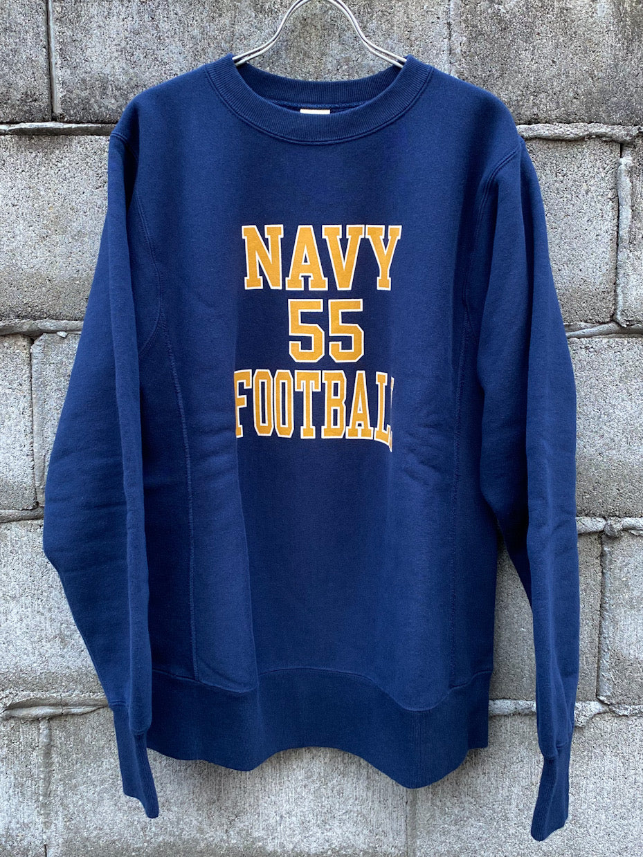 HORIZONTAL KNITTING SWEAT SHIRTS "NAVY FOOTBALL"