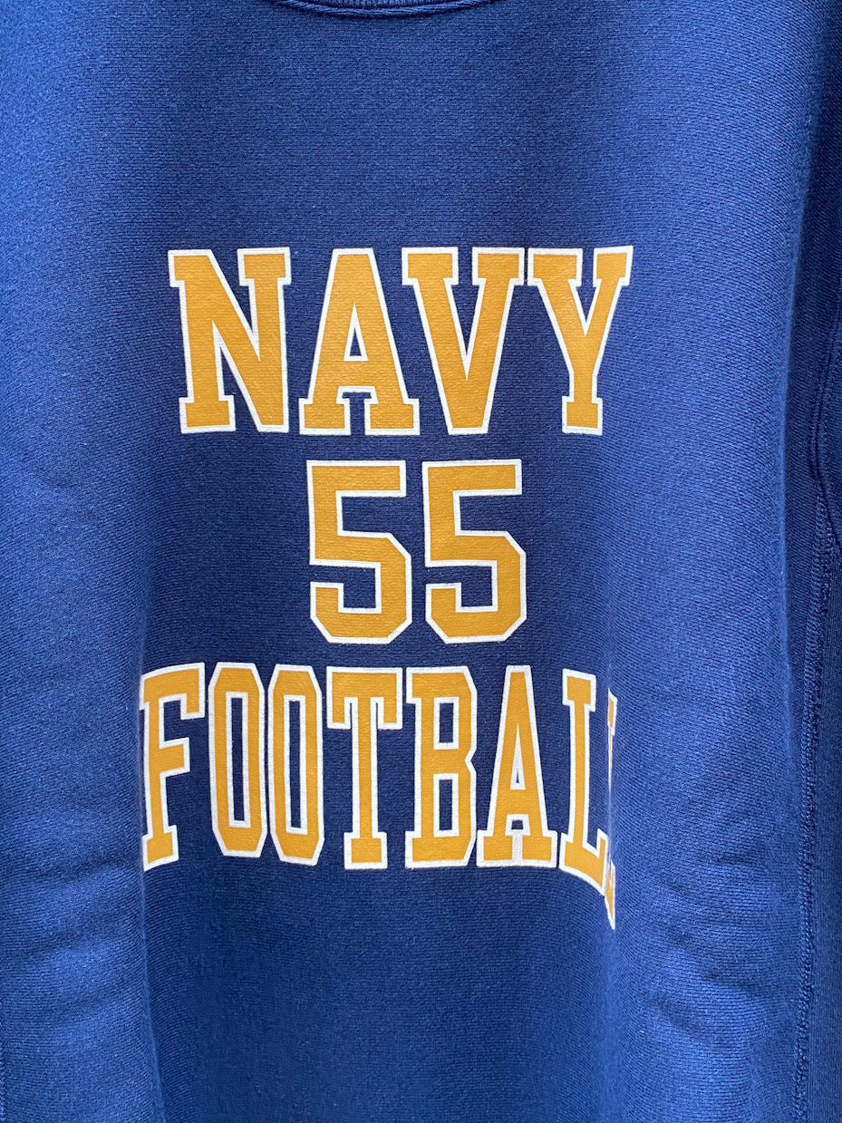 HORIZONTAL KNITTING SWEAT SHIRTS "NAVY FOOTBALL"