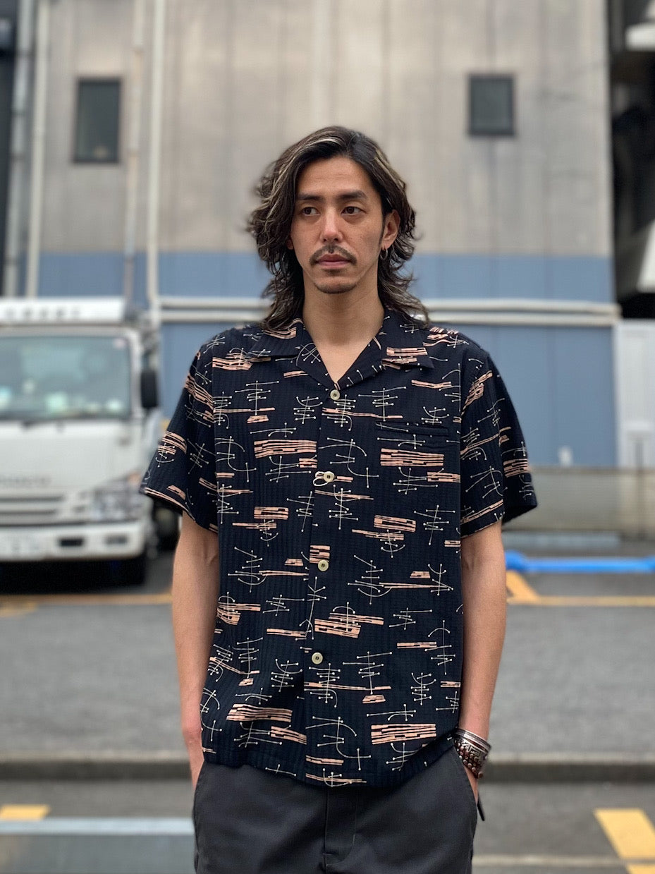 DOBBY COTTON S/S OPEN SHIRT "ATOMIC"