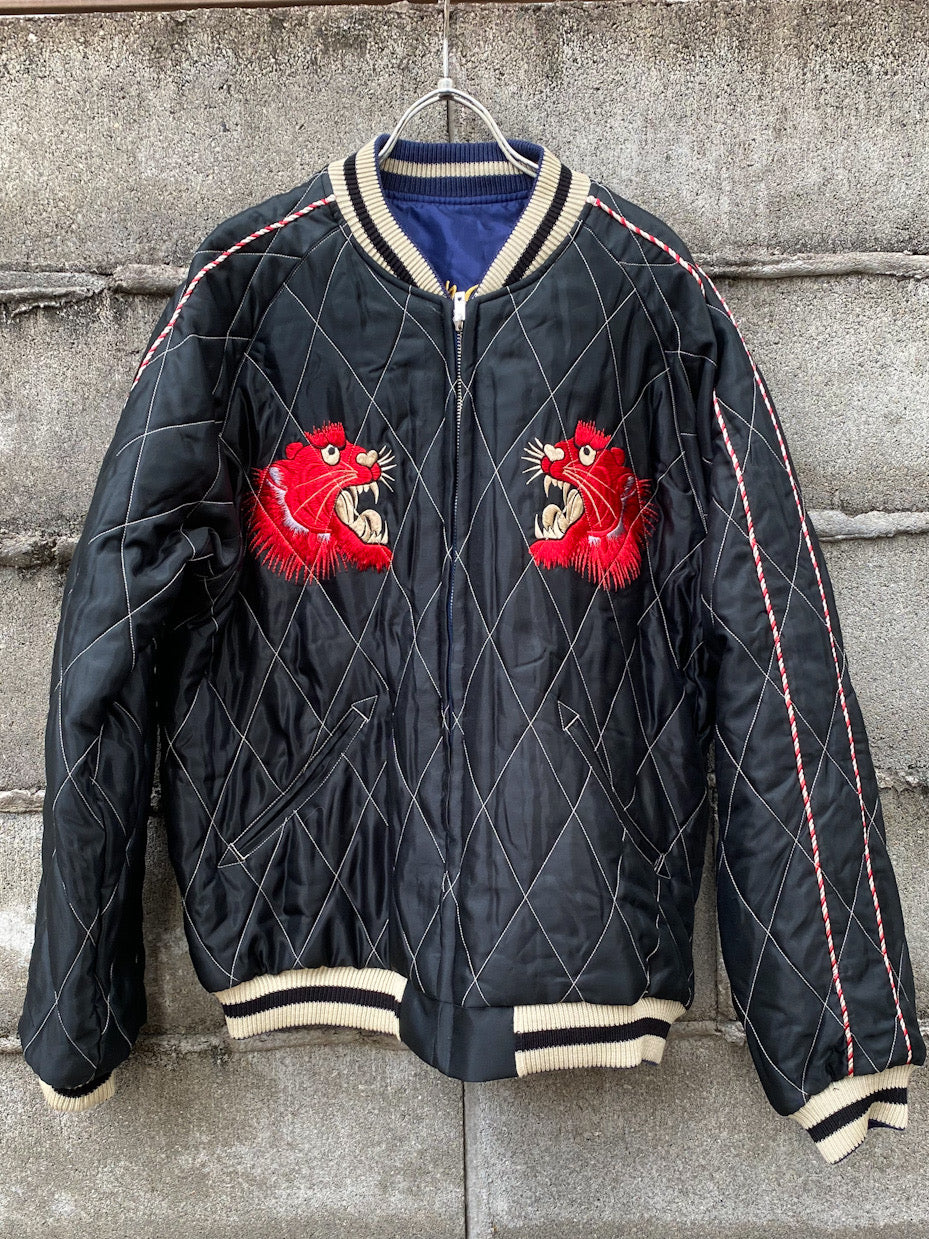 Mid 1950s Style Acetate Quilted Souvenir Jacket　“RED TIGER” × “JAPAN MAP”