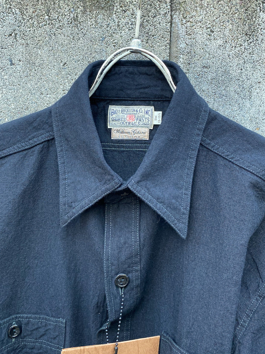 WILLIAM GIBSON COLLECTION  BLACK CHAMBRAY WORK SHIRTS