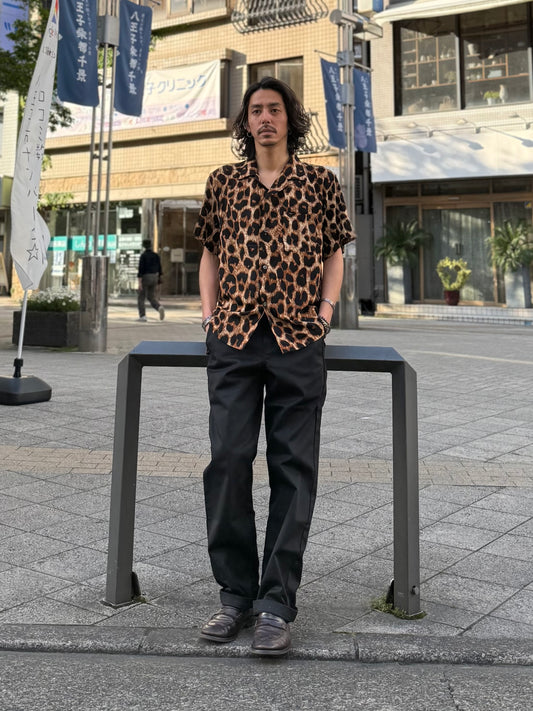 パターンオープンカラーハーフスリーブシャツ