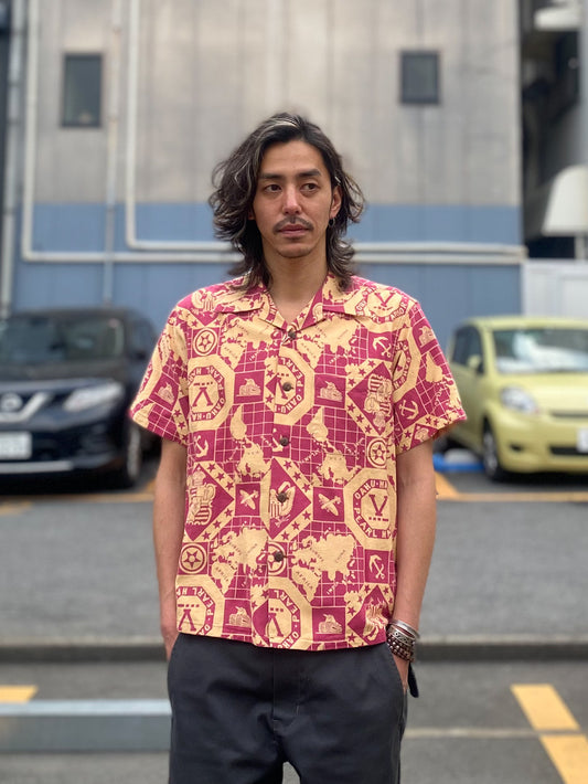 COTTON CANVAS OPEN SHIRT "PEARL HARBOR HAWAII"