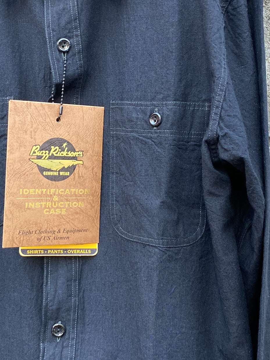 WILLIAM GIBSON COLLECTION  BLACK CHAMBRAY WORK SHIRTS