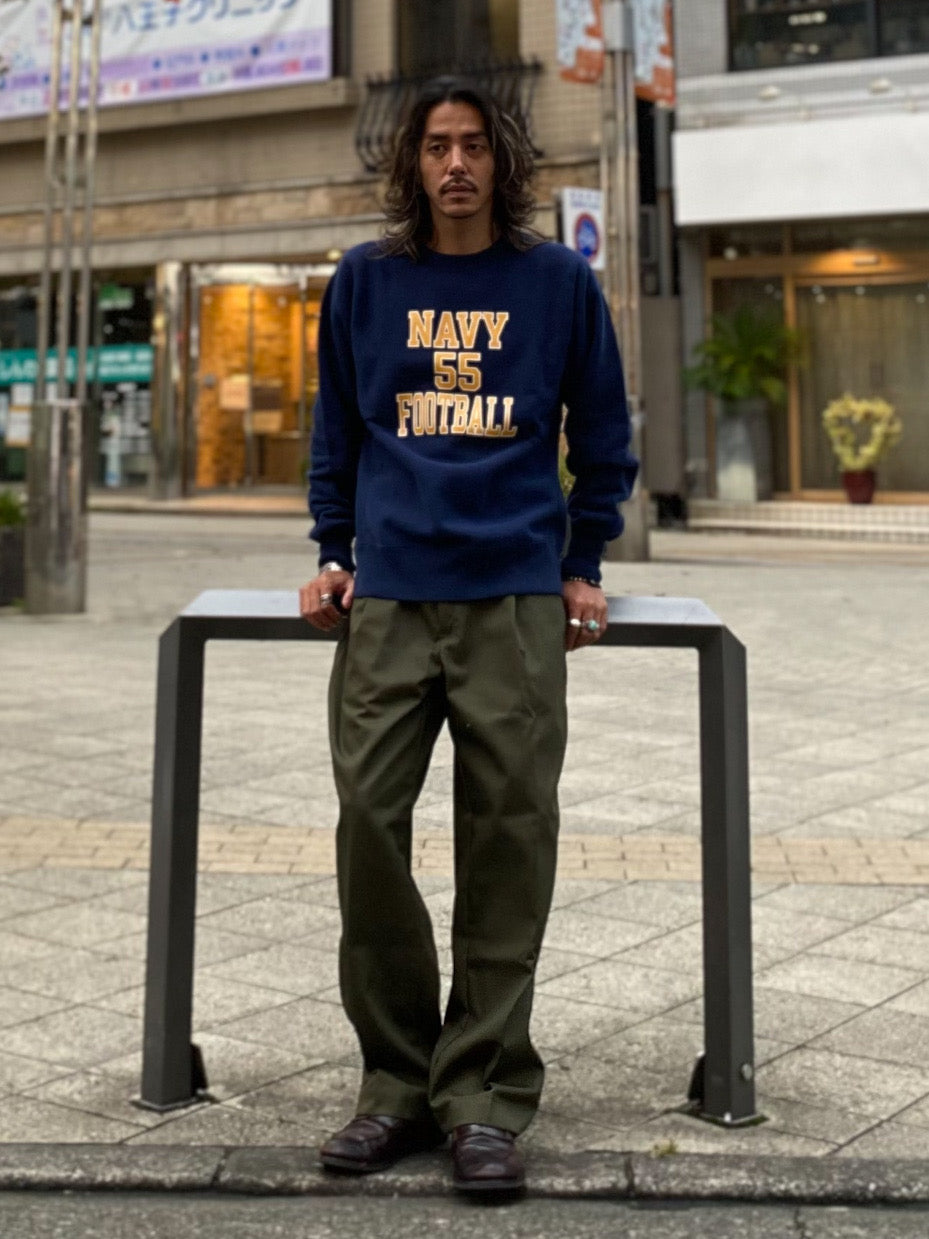 HORIZONTAL KNITTING SWEAT SHIRTS "NAVY FOOTBALL"