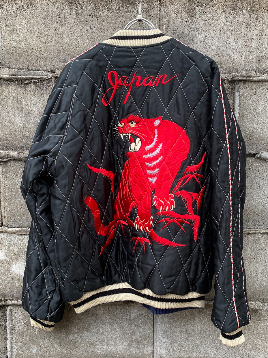 Mid 1950s Style Acetate Quilted Souvenir Jacket　“RED TIGER” × “JAPAN MAP”