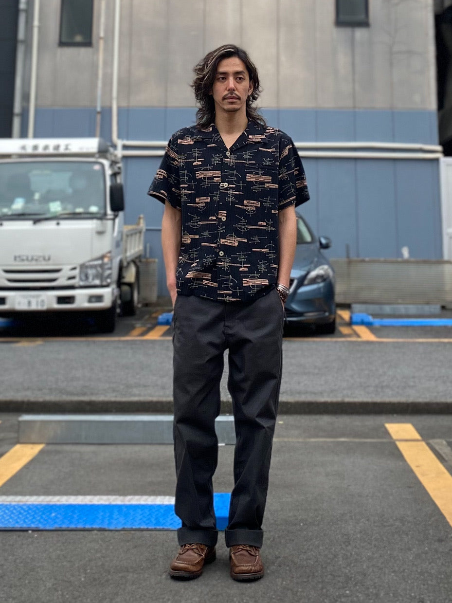 DOBBY COTTON S/S OPEN SHIRT "ATOMIC"